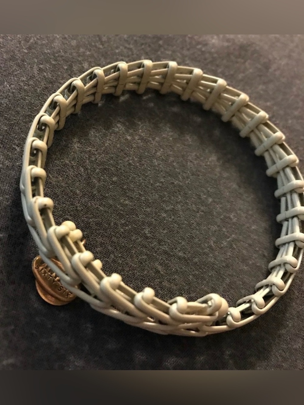 Alex and Ani Cream Woven Wire Bangle Bracelet
